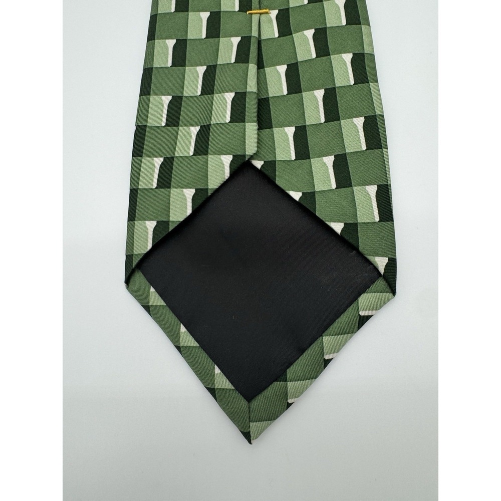 Josh Bach Green Geometric Check‎ Silk Tie Designer Mens Necktie Modern Pattern - Picture 4 of 7